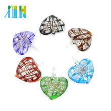 MC0025 Lampwork Murano Silver Foil Heart Glass colgantes para la joyería 12pcs / box